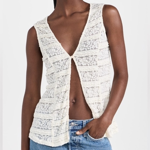 Lioness Lace Olsen Vest off white Womens size xl new w tags - Picture 2 of 9